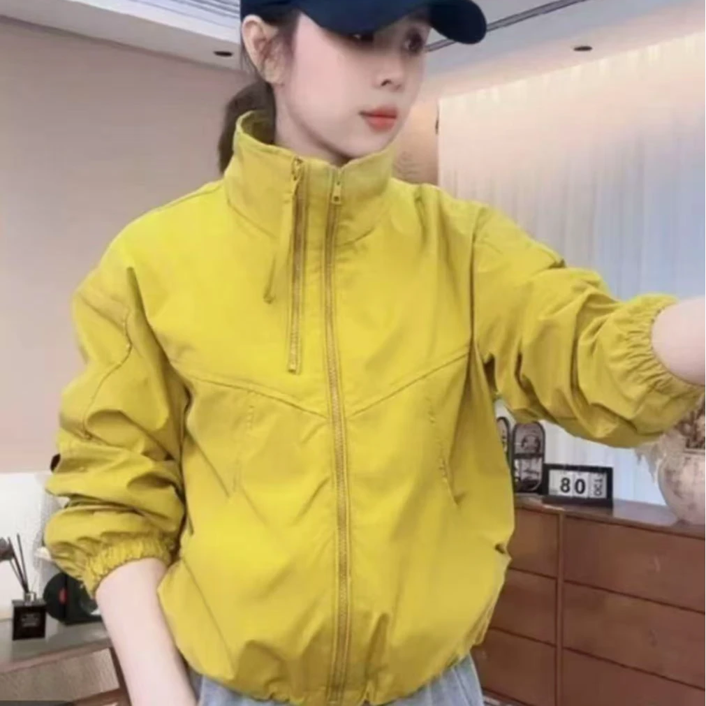 立领冲锋衣外套女春秋款新款百搭小个子双拉链上衣宽松休闲外套