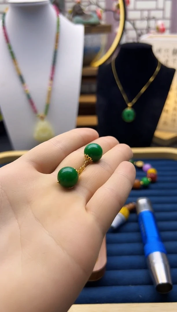 【闪购商品】翡翠耳饰14K金镶嵌E333