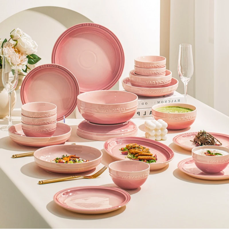 高颜值景德镇陶瓷餐具釉下彩订婚新婚礼物乔迁简约碗盘高档礼盒装