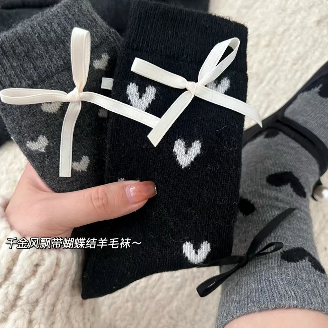 【高品质 秋冬女袜】羊毛/羊绒/棉/珊瑚绒/兔绒中长筒ins风对对碰