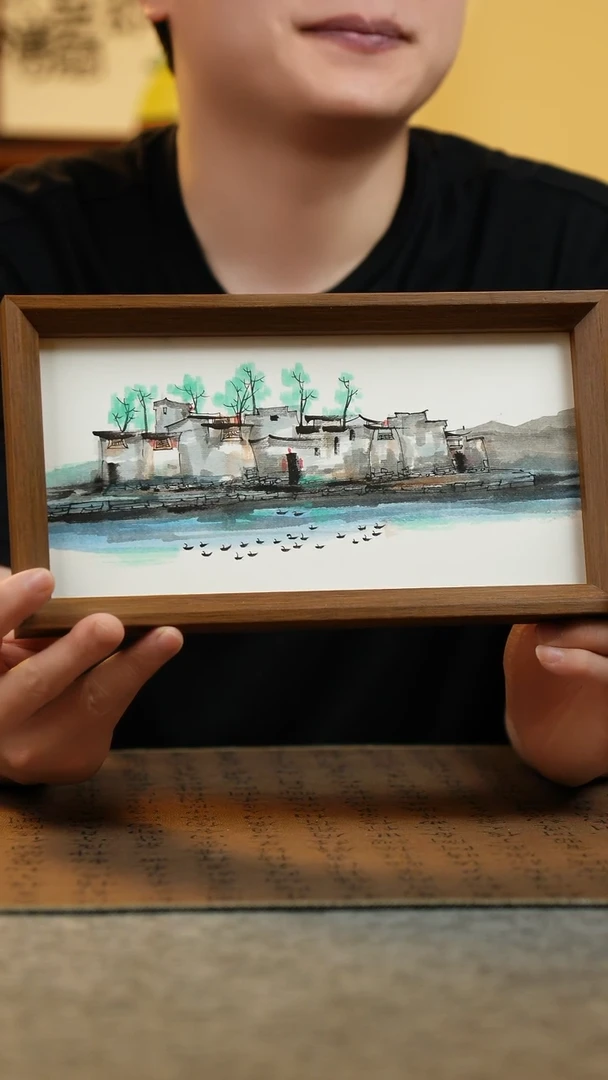 国画15*27.5纯手绘国风国画摆台