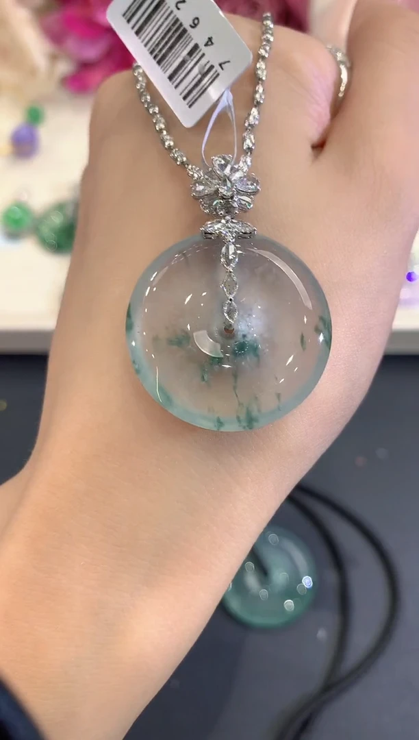 吊坠(不含链)18K金镶嵌翡翠a158