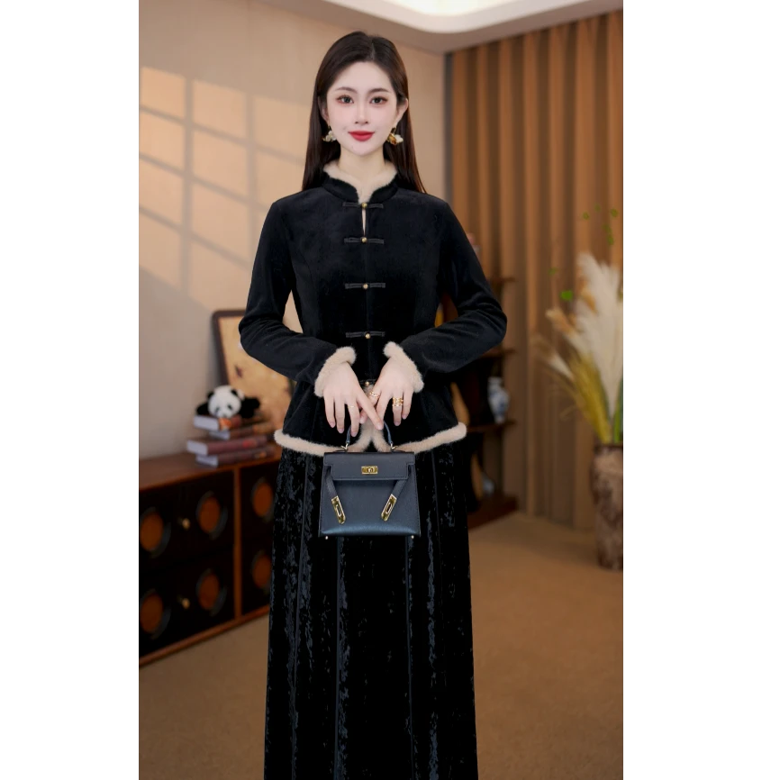【听雪】新中式国风2025百搭冬季新款加绒加厚保暖打底衫上衣G8911