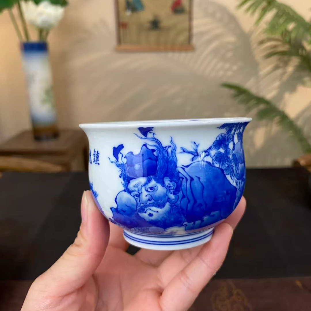 【陶月楼】钟馗赐福炉式杯 景德镇纯手工手绘茶器茶具
