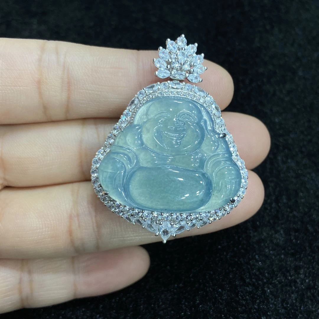 【星浩好物】s925银嵌镶翡翠吊坠QT109H174【多样性发一】配链+高货绳