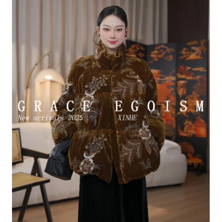 金禾【金禾专属】冬款国风重工提花刺绣羽绒服5035