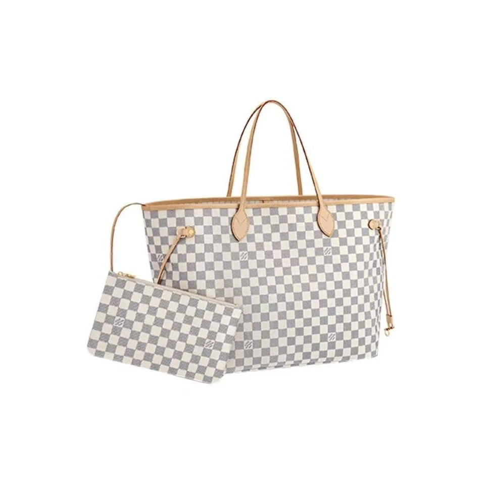 95新 LouisVuitton/路易威登 /经典购物袋棋盘格中号单肩/65532