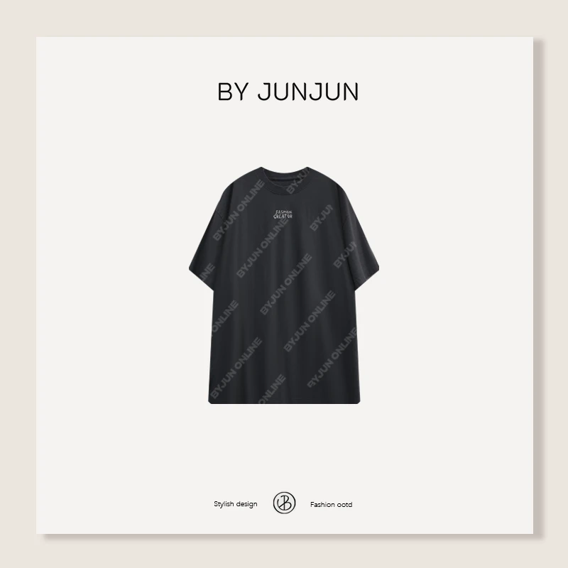 ByJunjun闪粉T 宽松短袖T恤百搭休闲圆领舒适打底衫