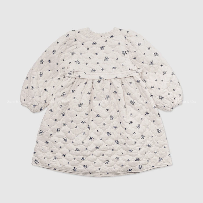 出口韩单  susu25冬季新款女童印花长袖夹棉连衣裙