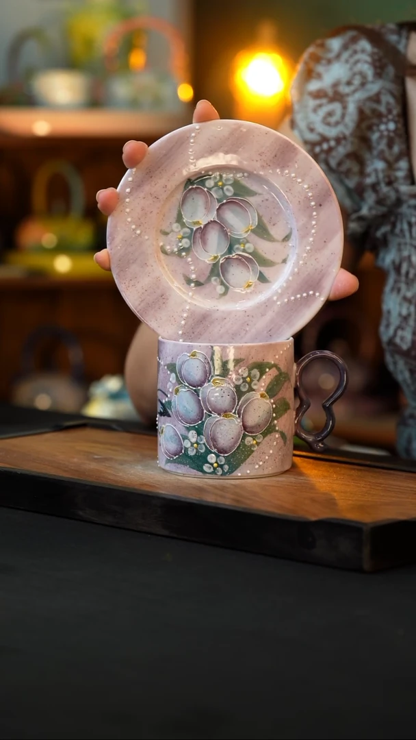 杯手绘心瓷陶瓷浮力