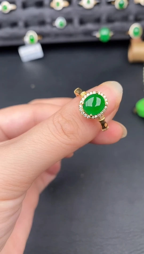 银S925镶嵌戒指翡翠天然a货翡翠93