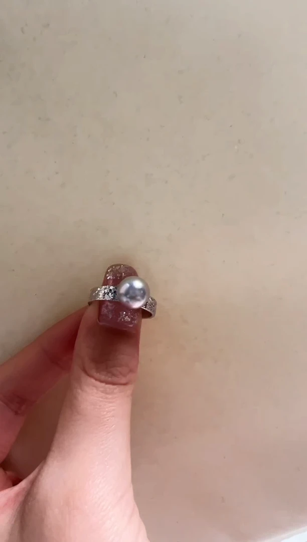 银S925镶嵌海水珍珠DA戒指 8-9 xc110