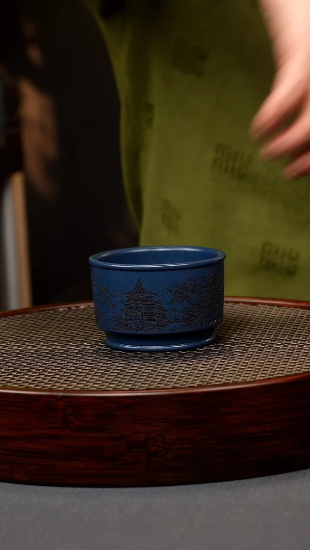 【闪购商品】紫砂茶壶九龄君子兰主人杯刻绘 溪山