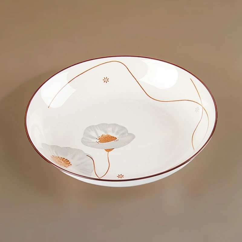 8果一岁月静好-盘子6个装8英寸家用陶瓷圆盘网红简约风菜盘