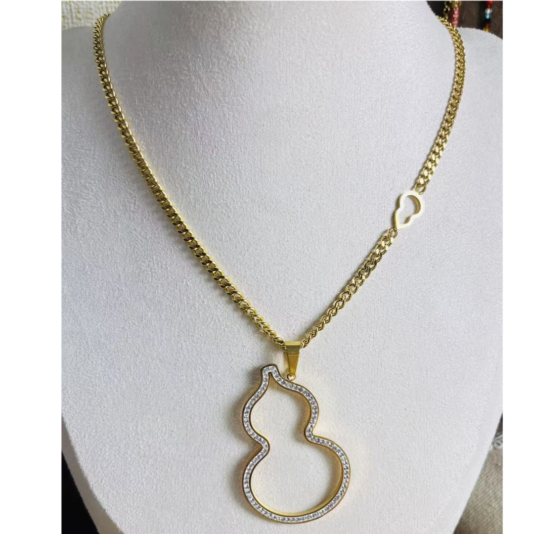 钛钢项链 钛钢轻奢葫芦项链046