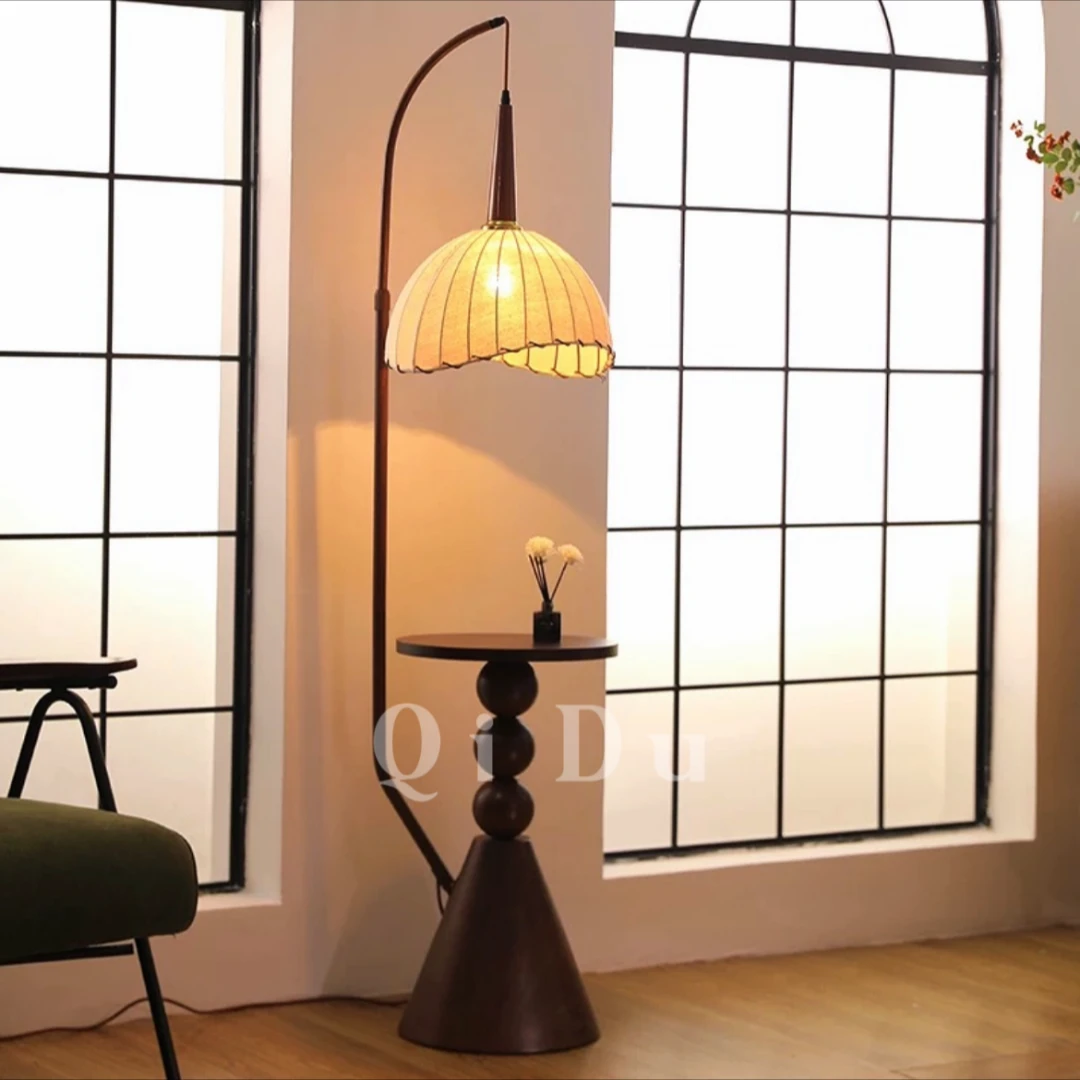 中古风落地灯立式客厅新款美式复古沙发旁边法式置物架床头柜日式