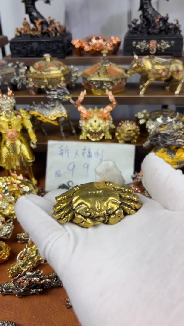 实心黄铜螃蟹复古