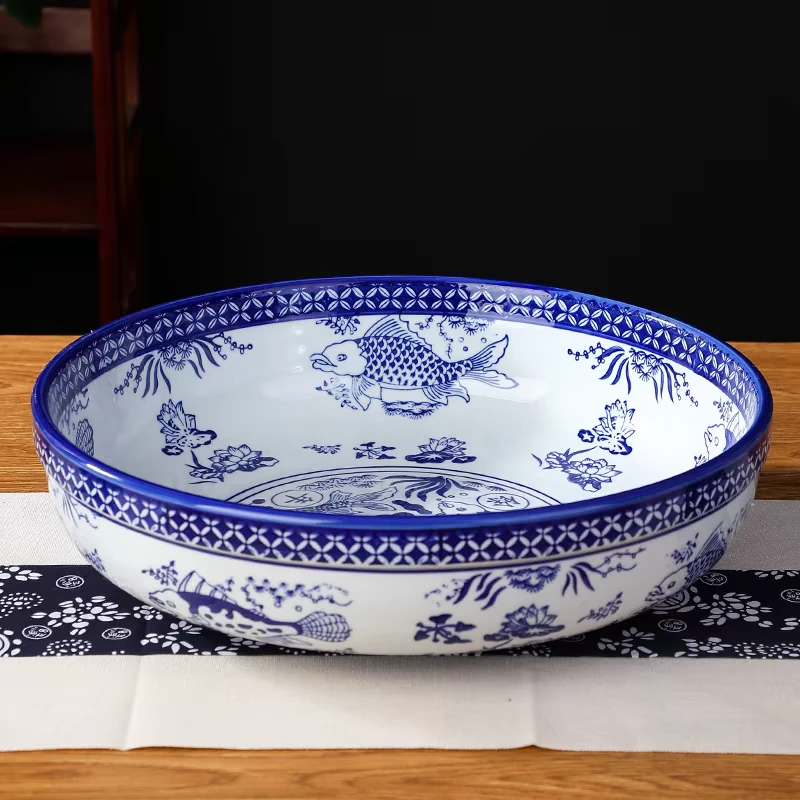 口径25高度8景德镇陶瓷青花连年有余大碗232