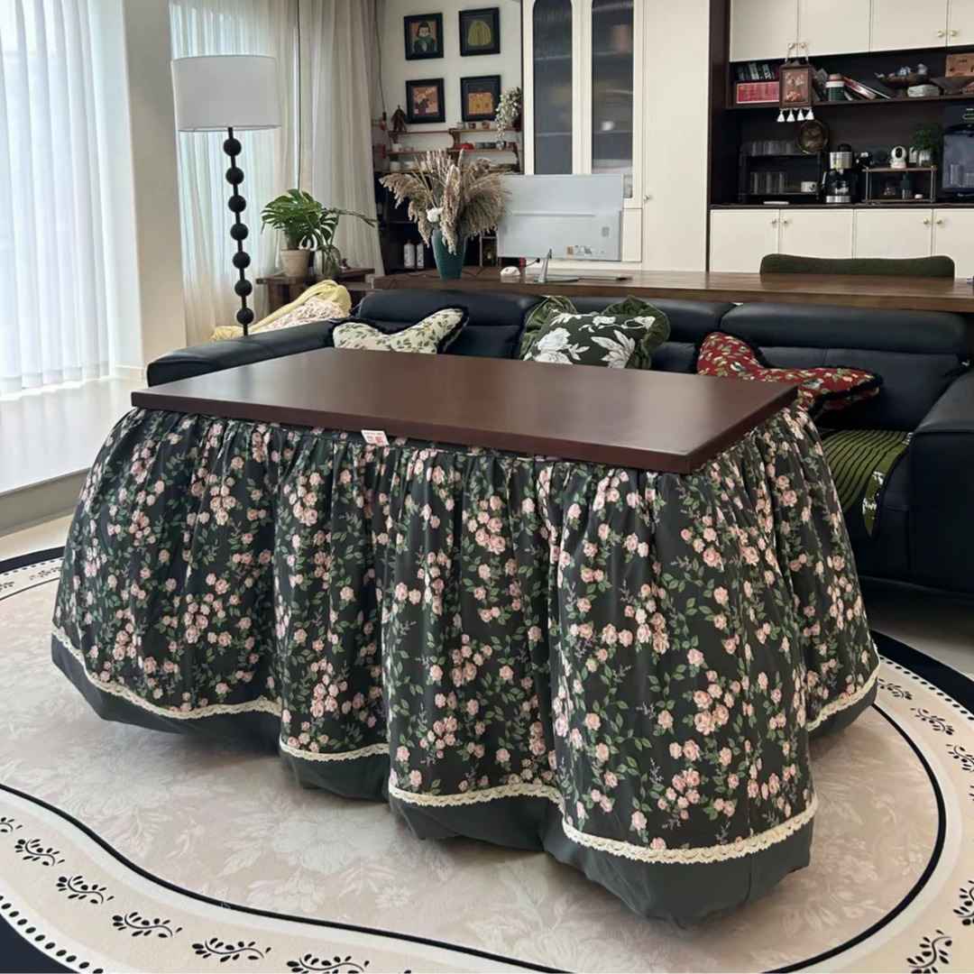 【一整套链接】新款折叠烤火桌子家用长方形楠竹简易烤火桌 取暖桌