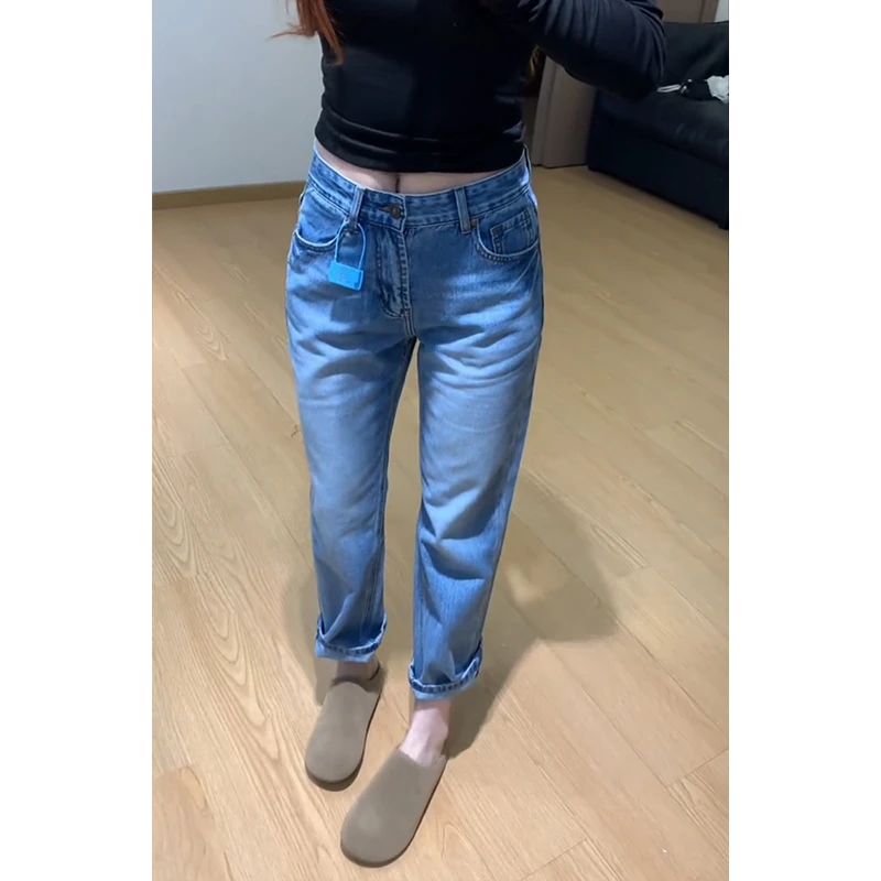 牛仔裤女2025秋季新款小个子穿搭高腰显瘦百搭修身弹力直筒牛仔裤