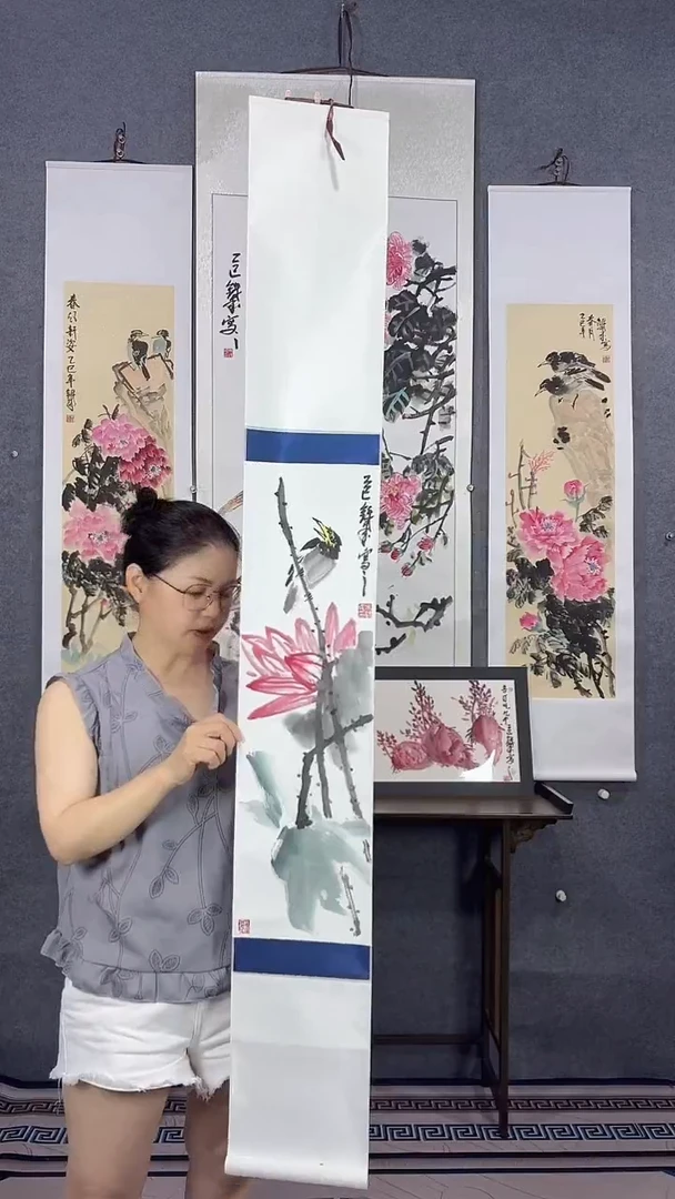 国画155*20吴铁成手绘作品卷轴