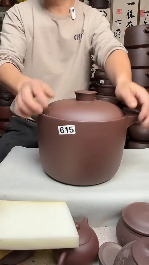 宜兴紫砂微瑕6升直筒微瑕紫泥  615