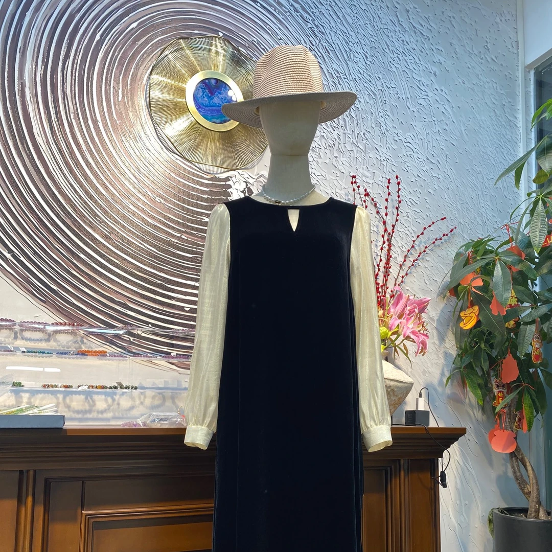 【南油洋公子】2025新款上新高支高密桑蚕丝丝绒连衣裙1099款