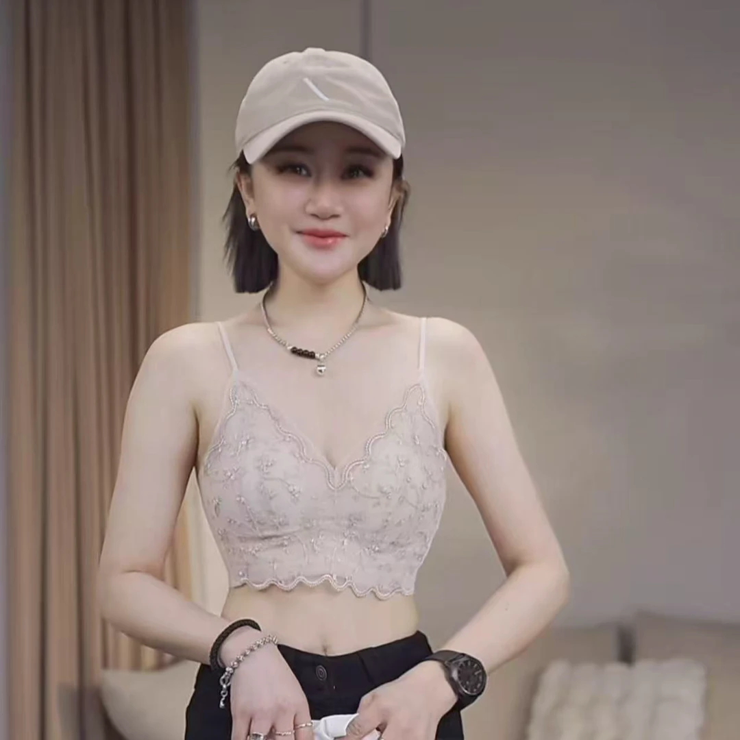 2025时尚休闲简约舒适纯色打底女士款蕾丝刺绣薄款美背5550661