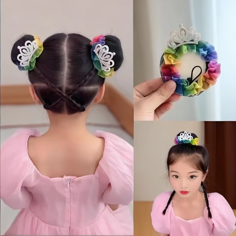 新款儿童跳舞发网舞蹈考级女童发网兜丸子头盘发神器头饰公主发饰