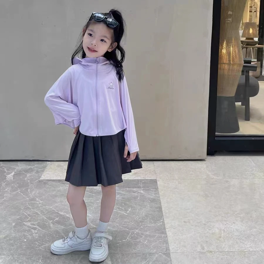 橙3652小冰伞，儿童夏季薄款斗篷冰感连帽遮阳遮脸防晒衣时尚