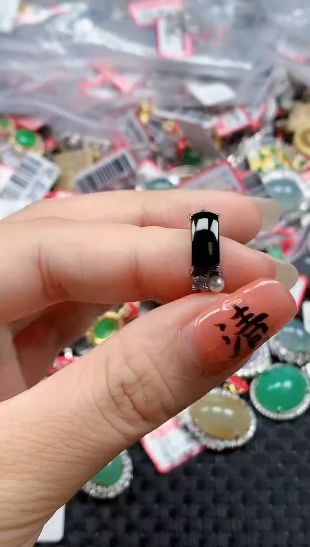 银S925镶嵌戒指翡翠天然A货缅甸翡翠