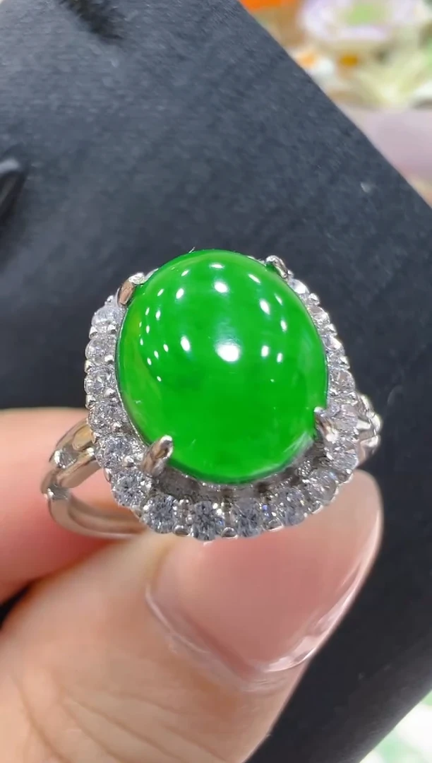 翡翠戒指银S925镶嵌团购多样性发一件