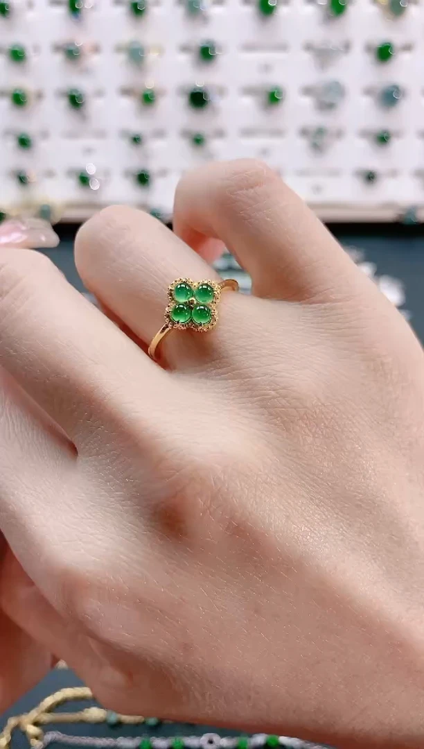 【闪购商品】翡翠戒指银S925镶嵌天然翡翠