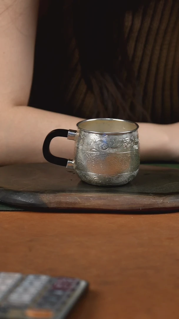 新品手工缠枝莲主人银杯