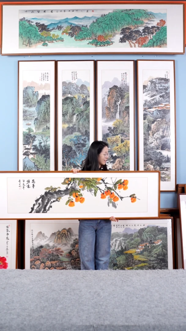 【闪购商品】国画戚莉莉《万事顺意》手绘带框162*47