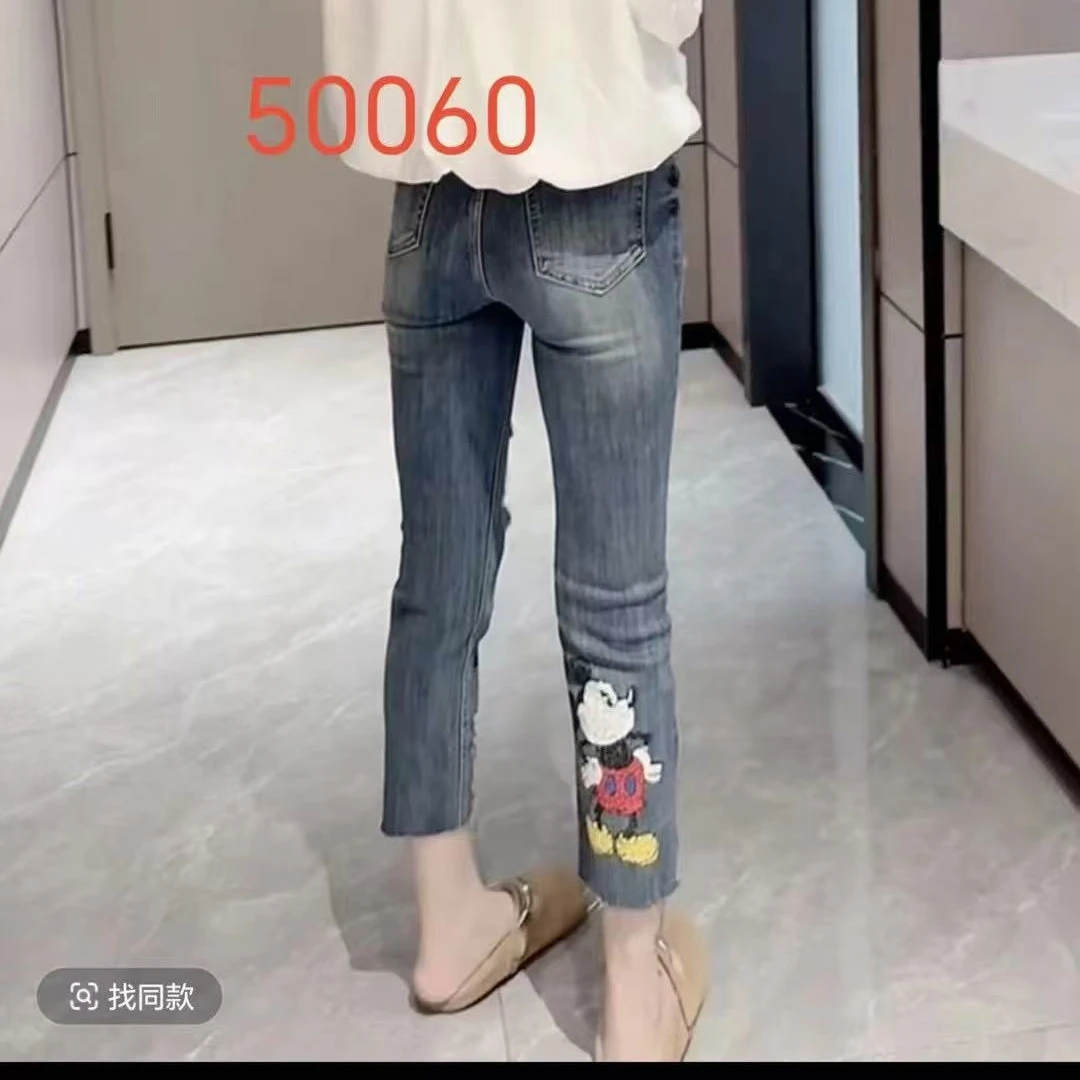 【胖丫家】大码春夏百搭破洞米奇牛仔裤（以直播间颜色为准）50060