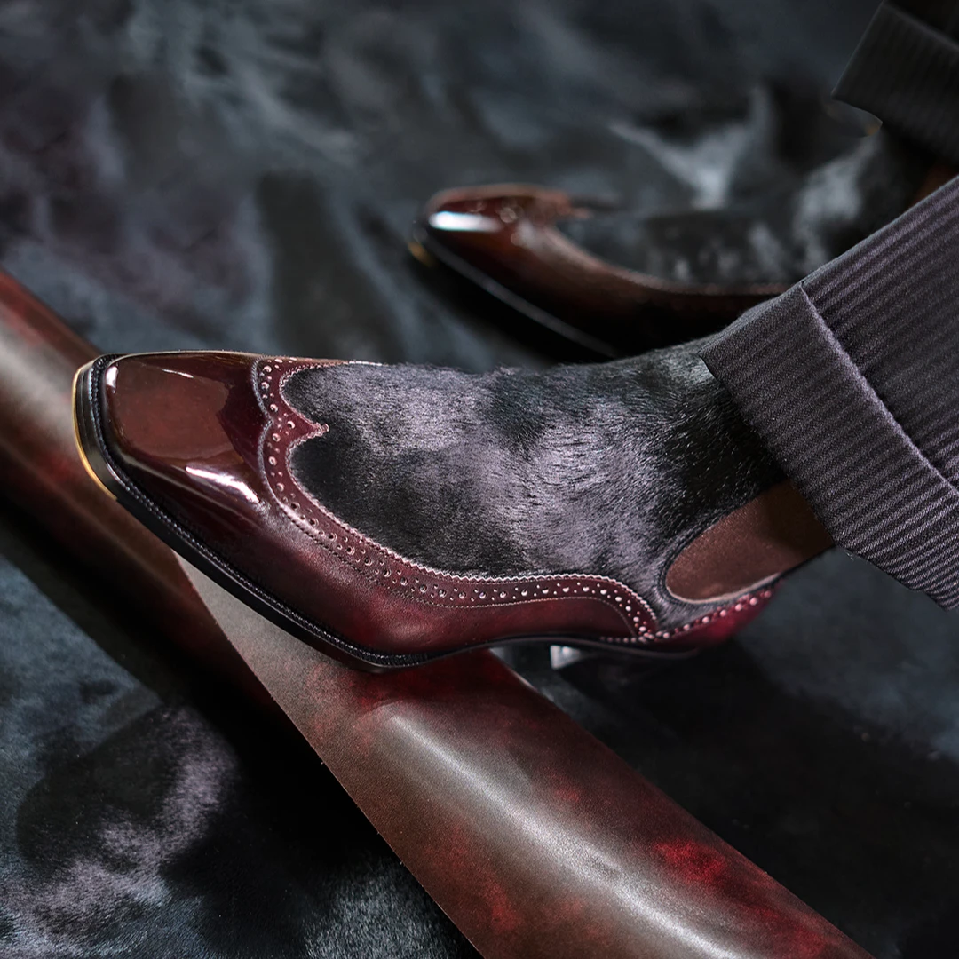 北町2025新燕尾切尔西靴方头百搭时尚高帮舒适休闲秋冬真皮