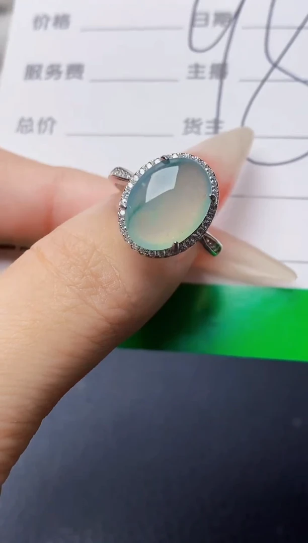 银S925镶嵌戒指翡翠0666