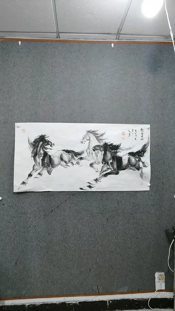 【闪购商品】国画水墨写意马图三骏