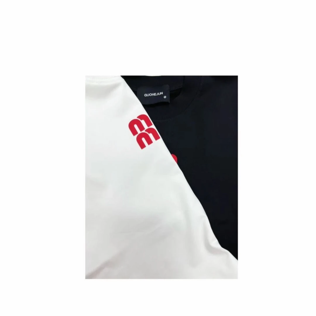 8944【1号链接】*红色M* 欧洲站潮牌宽松圆领短袖T恤男女同款