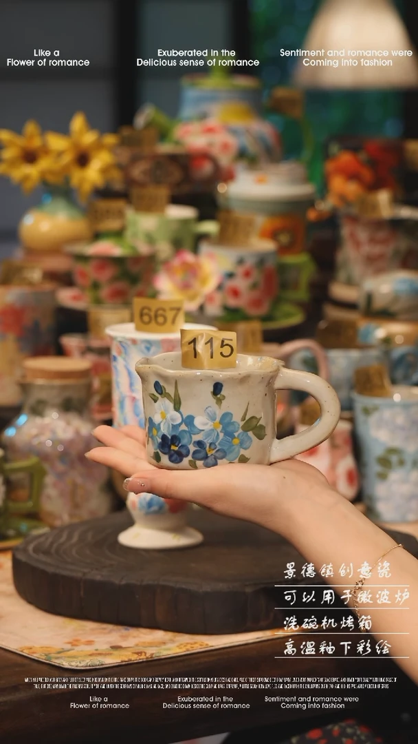 陶瓷115景德镇高温釉下彩绘设计师款式