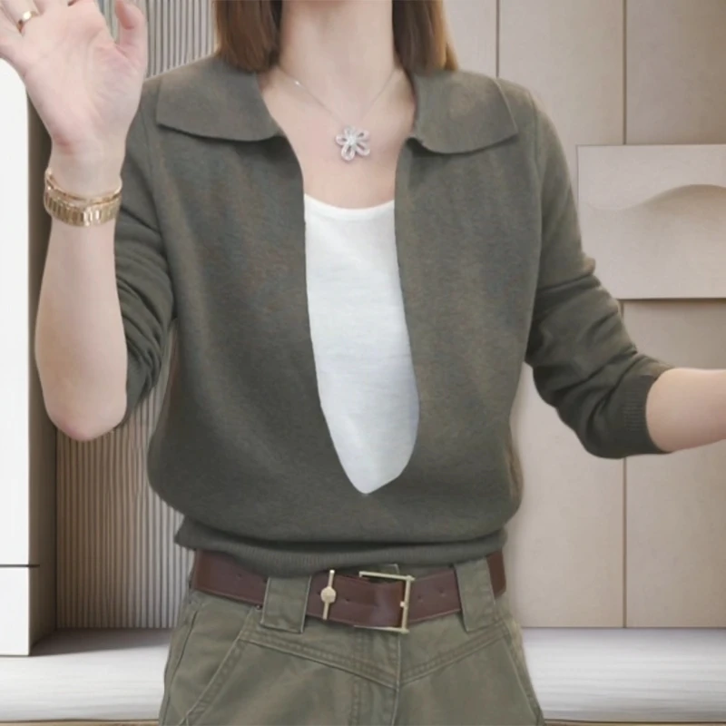 【情非得已】2025早秋新款时尚气质休闲假两件针织上衣C5913