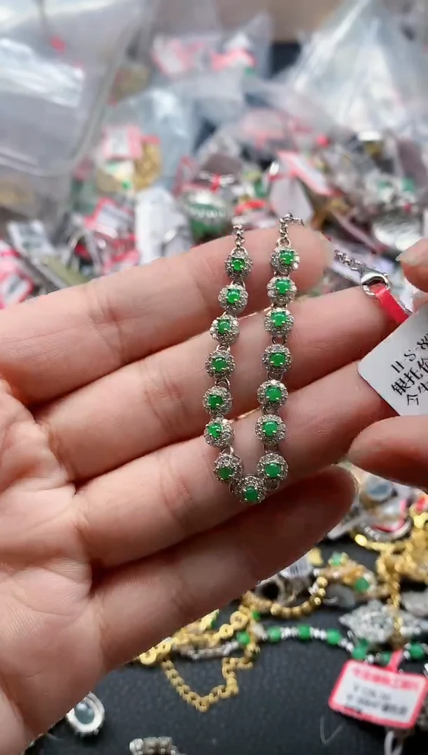 银S925镶嵌戒指翡翠天然A货缅甸翡翠