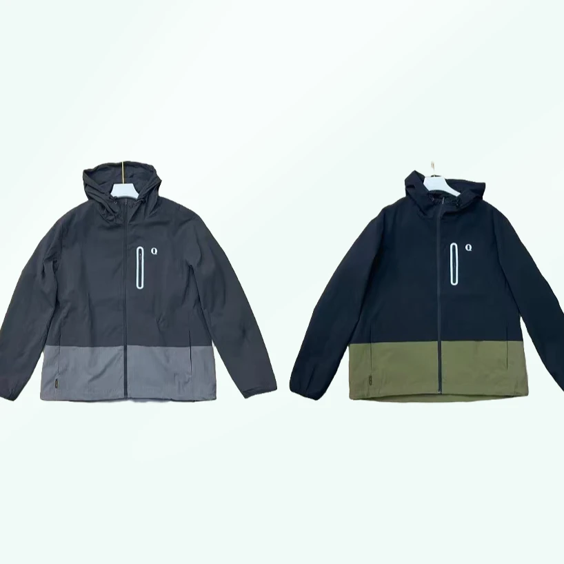 【禾女服饰】241791拼色拉链连帽外套