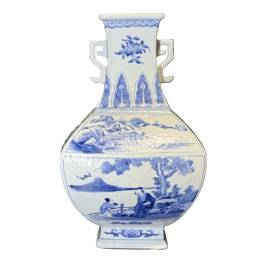 25322005t青花高士图四方瓶