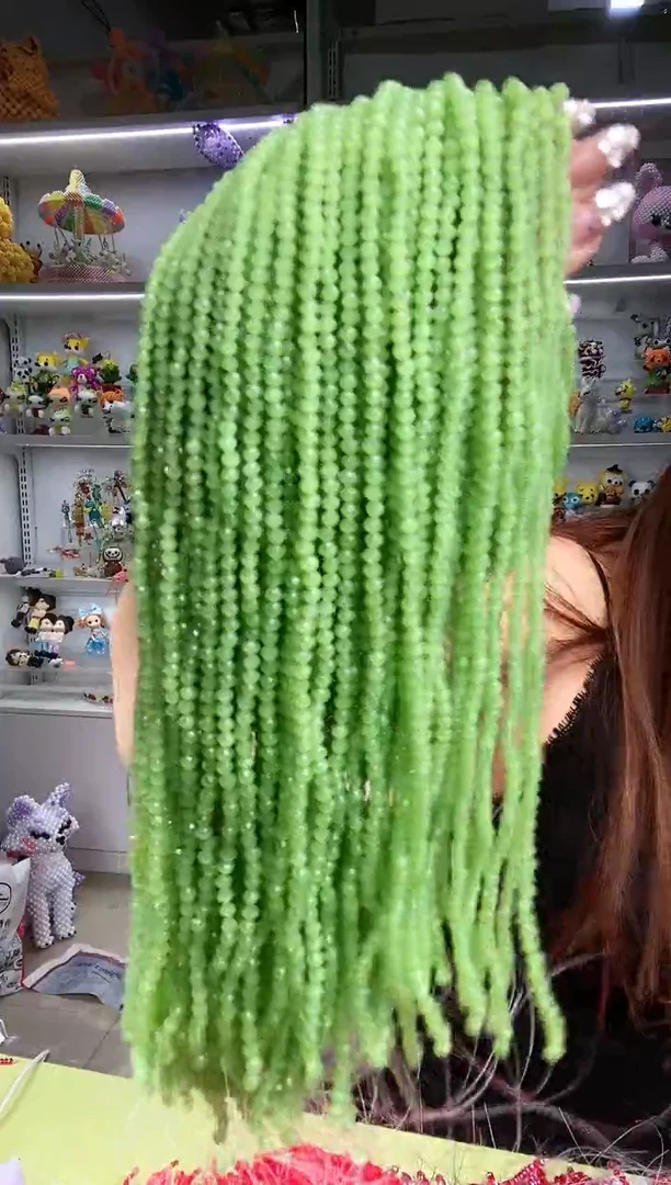 玻璃1536卡4水晶扁20条本色果绿玉