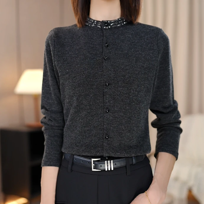 春季新款中青年女装时尚针织衫宽松常规百搭洋气减龄长袖上衣