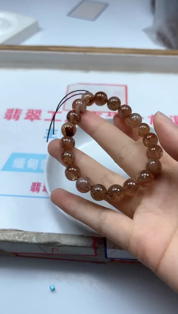 水晶珠宝半成品未镶嵌D692 黑 金 超 七10mm2颗18元