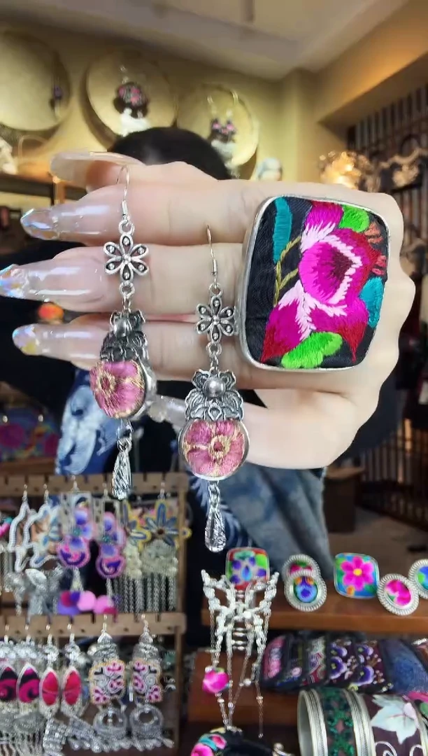 刺绣非遗刺绣民族风耳环