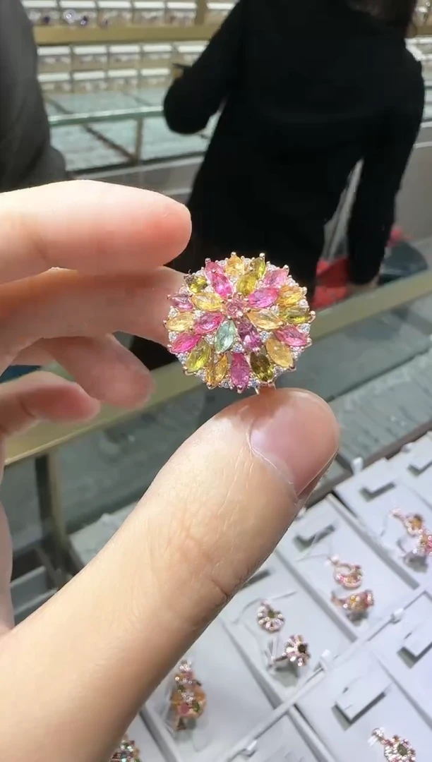 【闪购商品】碧玺戒指银S925镶嵌设计款
